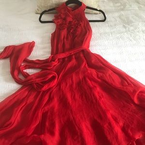 NWOT Zara cocktail length red high neck dress